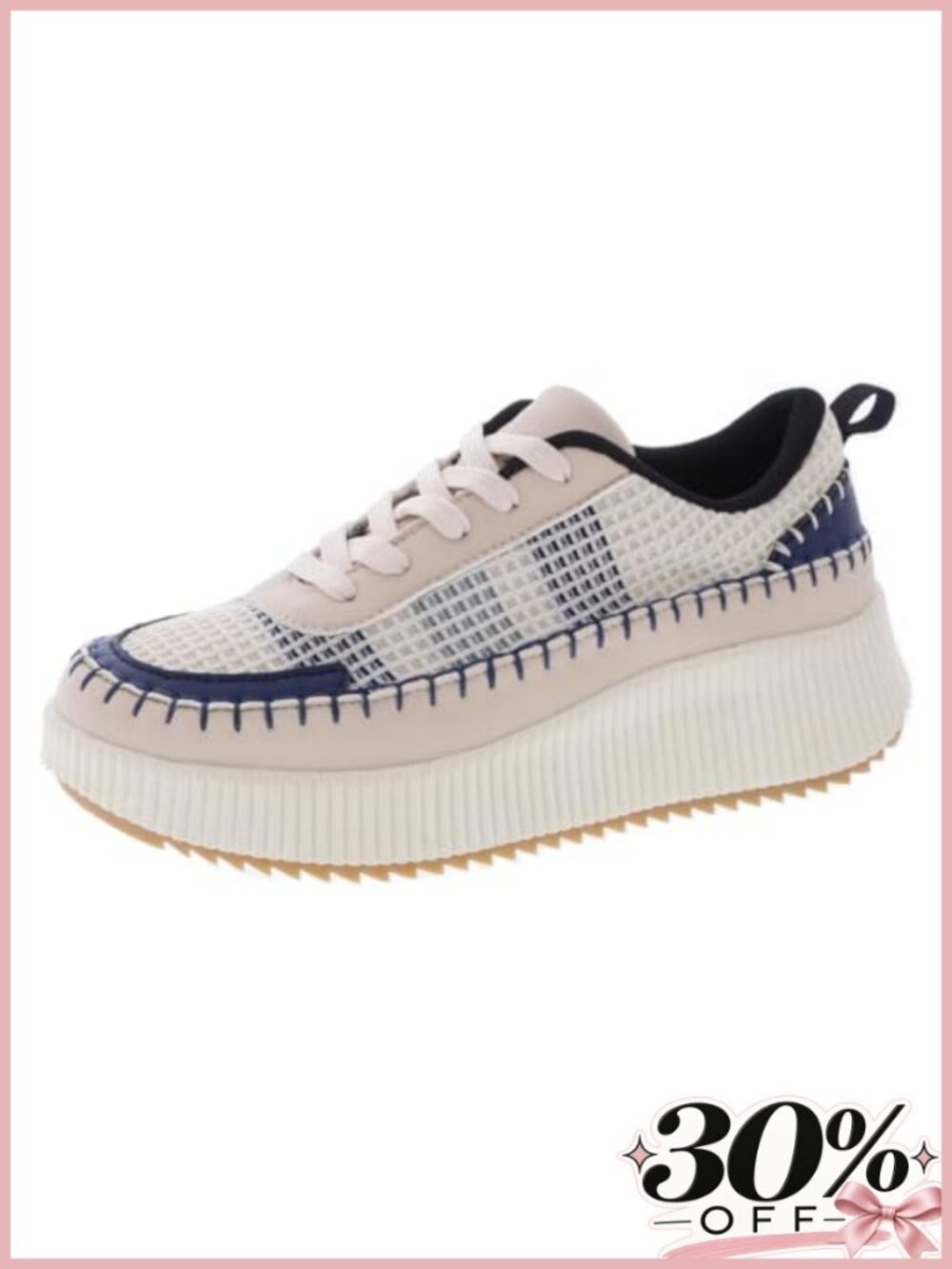 Lace Up Platform Woven Sneakers Comfortable Low Top Chunky Walking Shoes